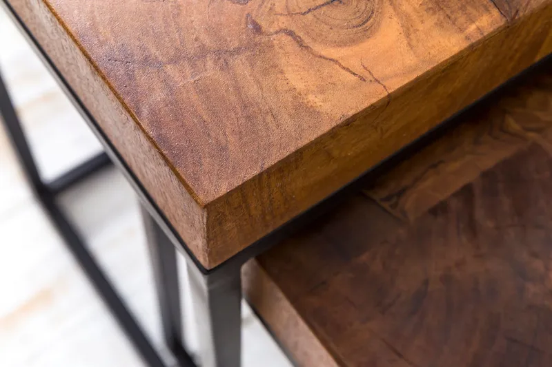 Hoysradt Satsbord 30 cm 2 Bord - Massivt Trä/Brun/Svart - Möbler - Bord