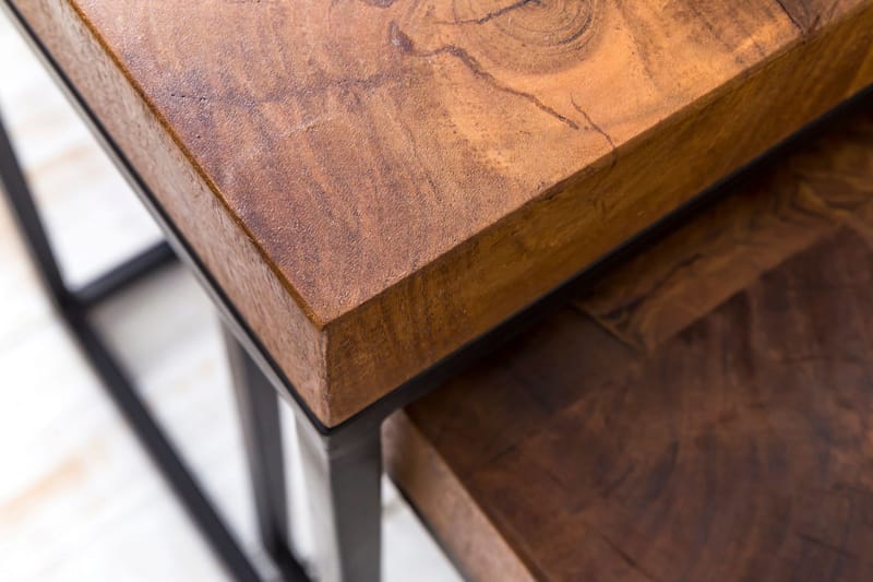 Hoysradt Satsbord 30 cm 2 Bord - Massivt Trä/Brun/Svart - Möbler - Bord