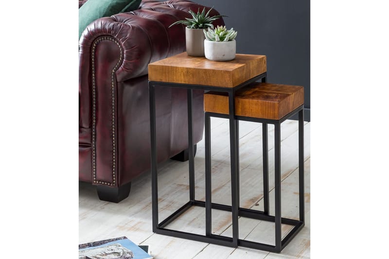 Hoysradt Satsbord 30 cm 2 Bord - Massivt Trä/Brun/Svart - Möbler - Bord