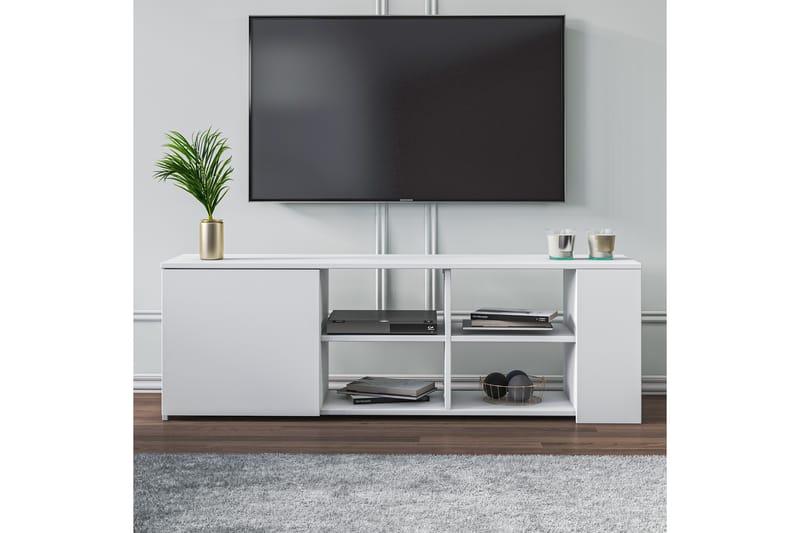HUOWOOD Tv-bänk 150 cm Vit - Brickbord - Bord - Sidobord & lampbord