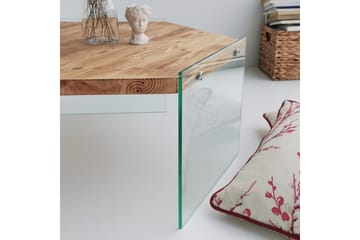 Huven 80 cm Hexagon Soffbord med Glasben i Furu - Natur - Möbler - Bord