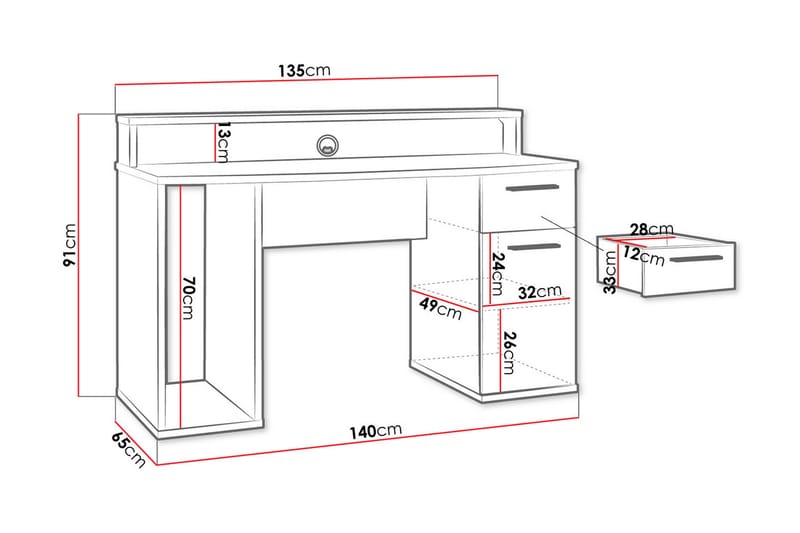 JALANCE Gamingbord 140 cm Svart - Möbler - Bord