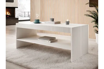 Juniskär ribbad soffbord med hyllförvaring rektangulärt - 120x57x50 Vit - Möbler - Bord