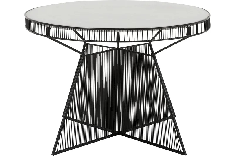 Juntolo 77x77 cm Runt Soffbord i Marmor med Metallunderrede - Vit - Möbler - Bord