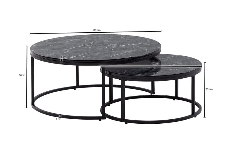 KACHOUR Satsbord 80 cm Rund Svart - Möbler - Bord