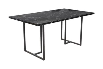 Kaiti Rektangulärt Matbord 163 cm i Metall och Trä med Marmorutseende - Svart - Möbler - Bord