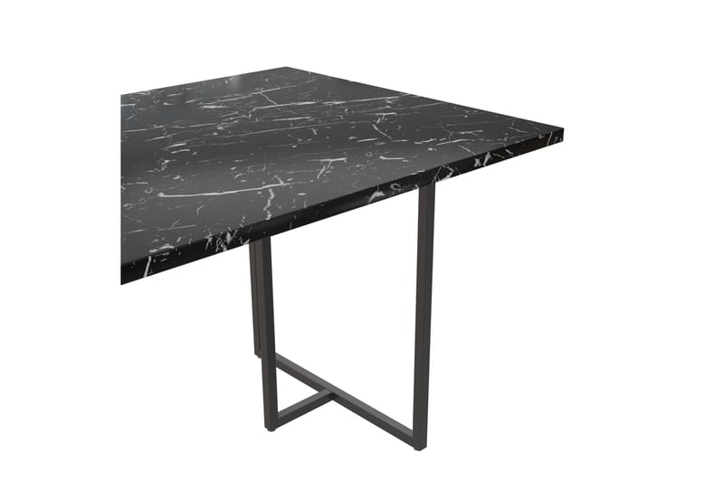 Kaiti Rektangulärt Matbord 163 cm i Metall och Trä med Marmorutseende - Svart - Möbler - Bord
