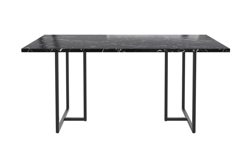 Kaiti Rektangulärt Matbord 163 cm i Metall och Trä med Marmorutseende, Svart