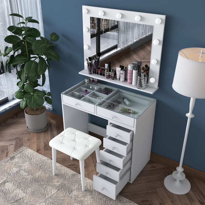 Kaolins Sminkbord 90x79,8x44,5 cm - Vit - Möbler - Bord