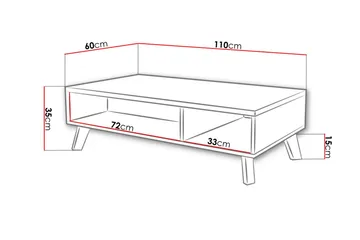 Kardos Soffbord 110 cm med Förvaring Hyllor - Natur/Svart - Möbler - Bord