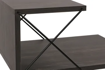 Kaysie Retro Sängbord 50 cm med Trä- och Valnötsutseende, Förvaring med Hyllor - Mörkbrun - Möbler - Bord
