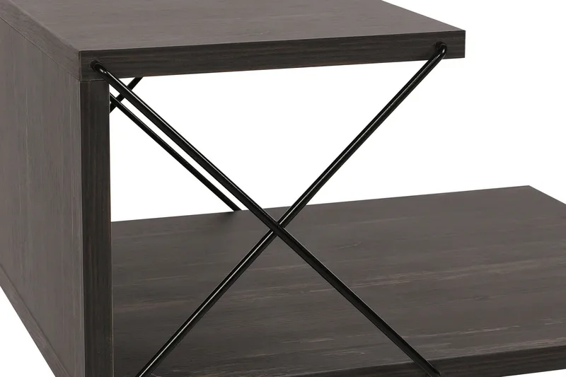 Kaysie Retro Sängbord 50 cm med Trä- och Valnötsutseende, Förvaring med Hyllor - Mörkbrun - Möbler - Bord