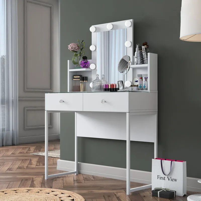 Keldan Sminkbord 90x136,8x40 cm - Vit - Möbler - Bord