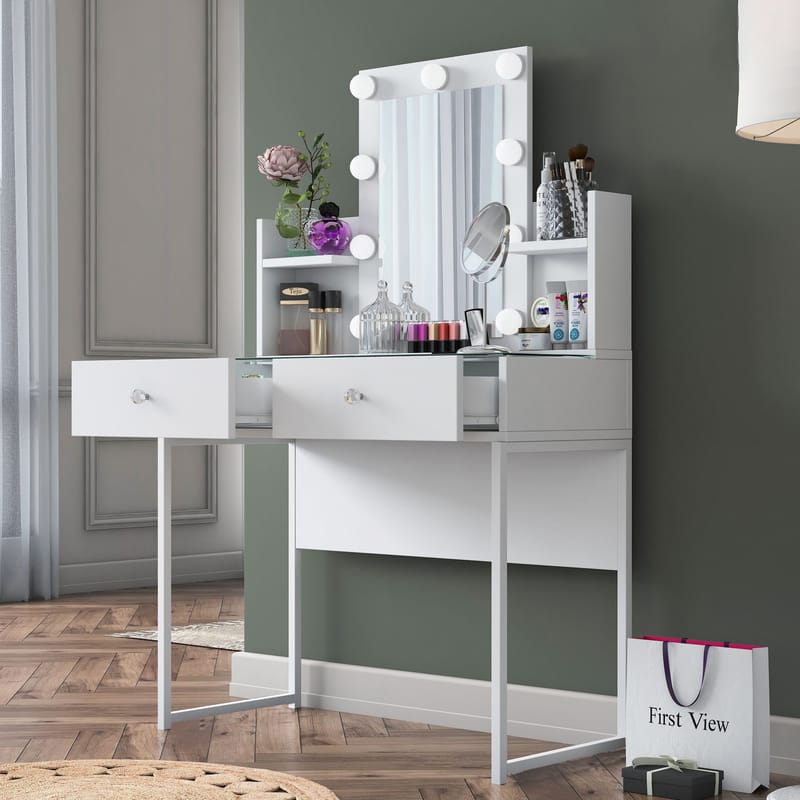 Keldan Sminkbord 90x136,8x40 cm - Vit - Möbler - Bord