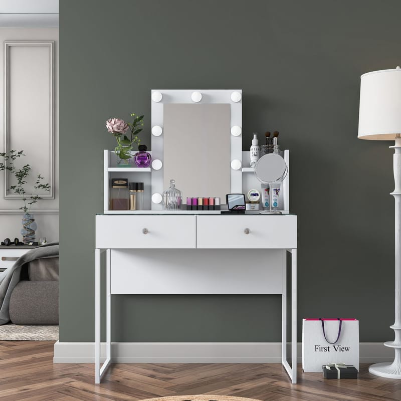 Keldan Sminkbord 90x136,8x40 cm - Vit - Möbler - Bord