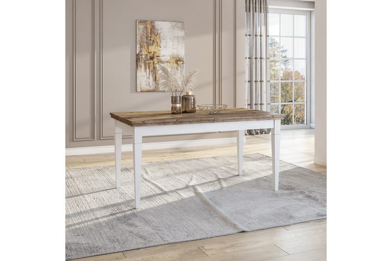 KENSTONE Förlängningsbart Matbord 160 cm Vit/Natur - Bord - Matbord & köksbord
