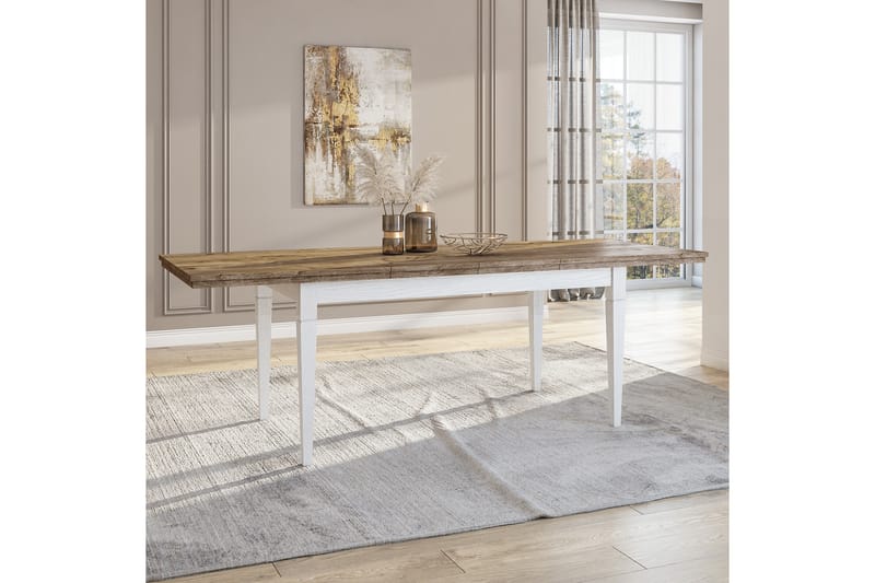 KENSTONE Förlängningsbart Matbord 160 cm Vit/Natur - Möbler - Bord