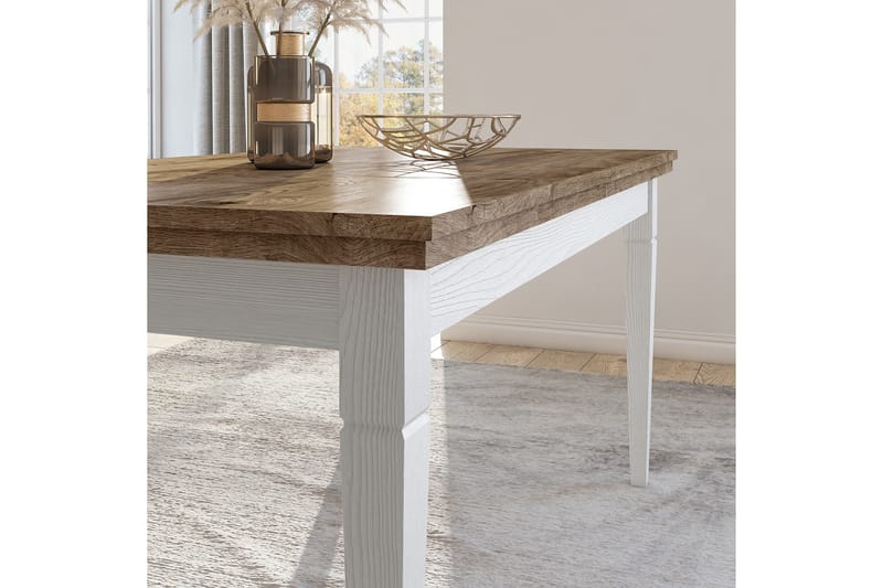 KENSTONE Förlängningsbart Matbord 160 cm Vit/Natur - Möbler - Bord