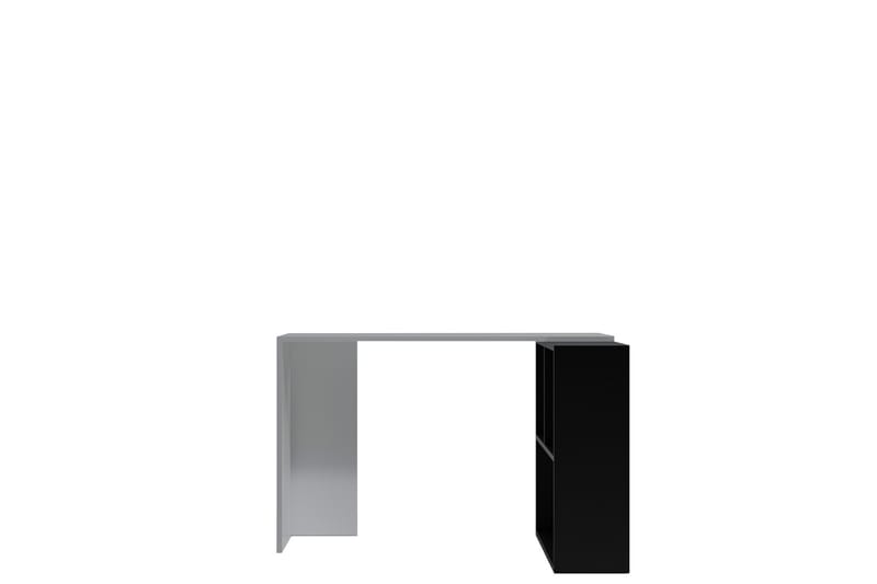 KIZIK Hörnsskrivbord 120 cm med Förvaring Vit/Svart - Möbler - Bord