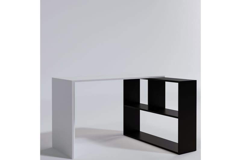 KIZIK Hörnsskrivbord 120 cm med Förvaring Vit/Svart - Möbler - Bord