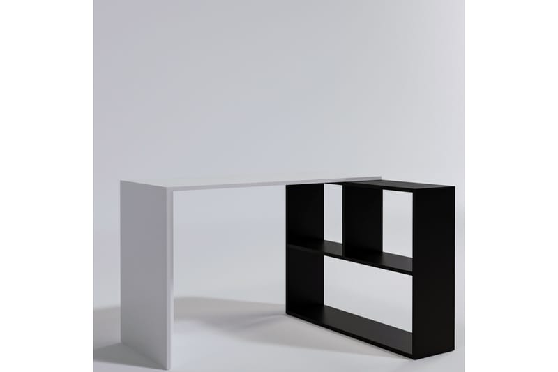KIZIK Hörnsskrivbord 120 cm med Förvaring Vit/Svart - Skrivbord - Bord