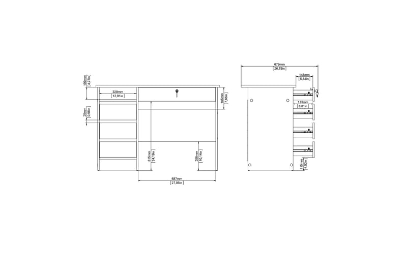 Klintberg Skrivbord 109 cm - Vit - Möbler - Bord