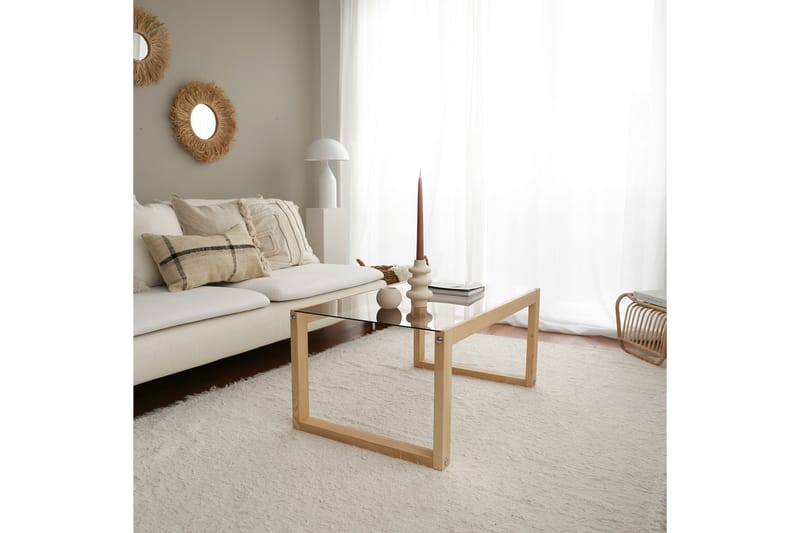 KLIS Soffbord 85 cm Ljus Natur och Glas - Möbler - Bord