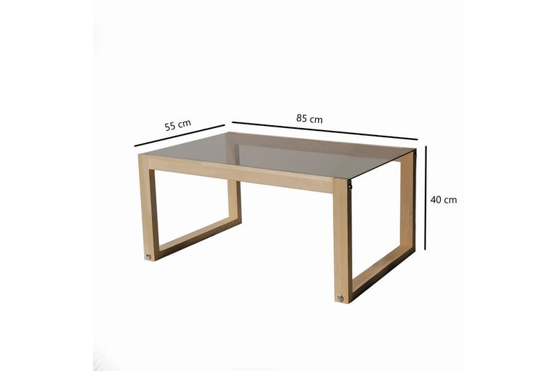 KLIS Soffbord 85 cm Ljus Natur och Glas - Möbler - Bord