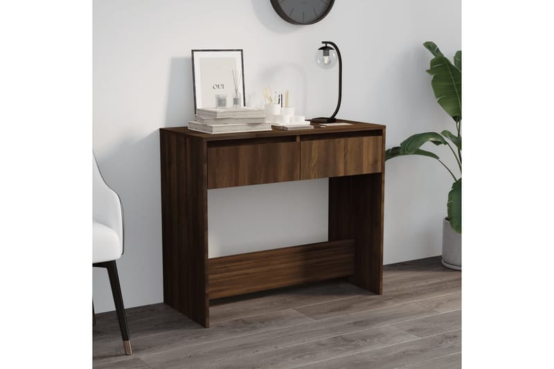 Konsolbord brun ek 89x41x76,5 cm stål - Brun - Möbler - Bord