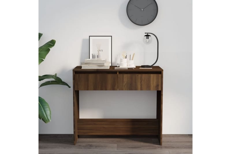 Konsolbord brun ek 89x41x76,5 cm stål - Brun - Möbler - Bord