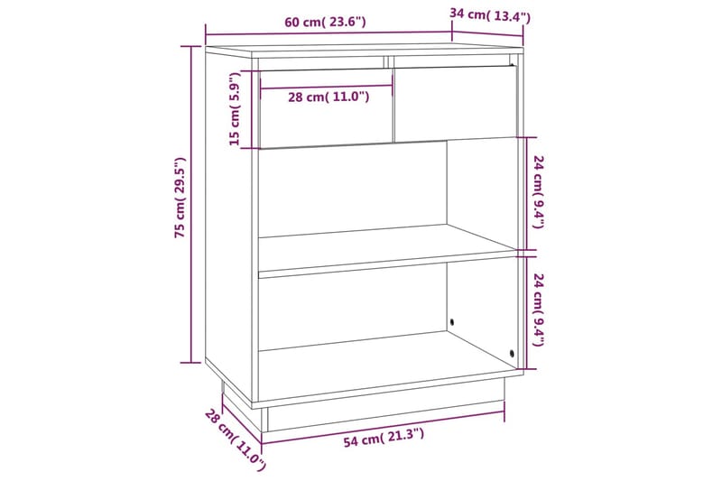 Konsolbord honungsbrun 60x34x75 cm massiv furu - Brun - Möbler - Bord