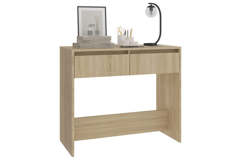 Konsolbord sonoma-ek 89x41x76,5 cm stål - Beige - Möbler - Bord
