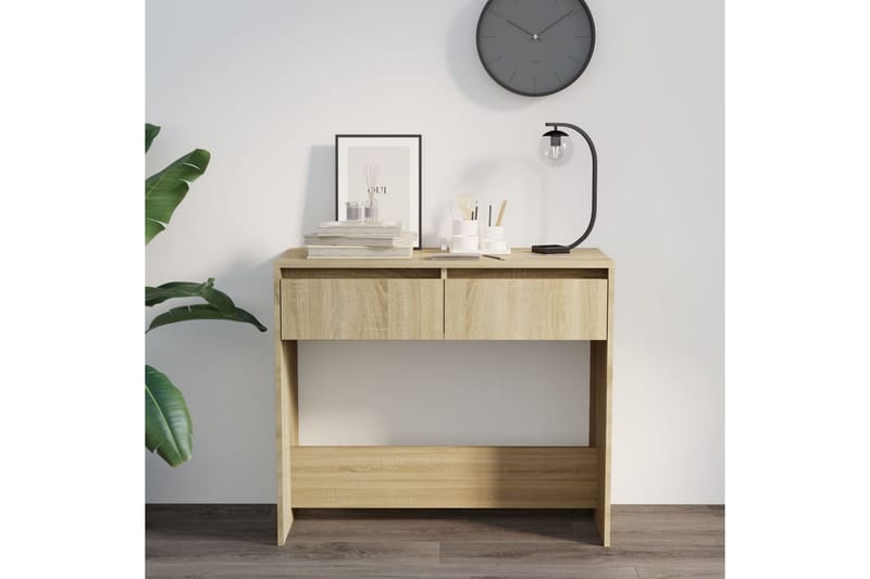 Konsolbord sonoma-ek 89x41x76,5 cm stål - Beige - Möbler - Bord