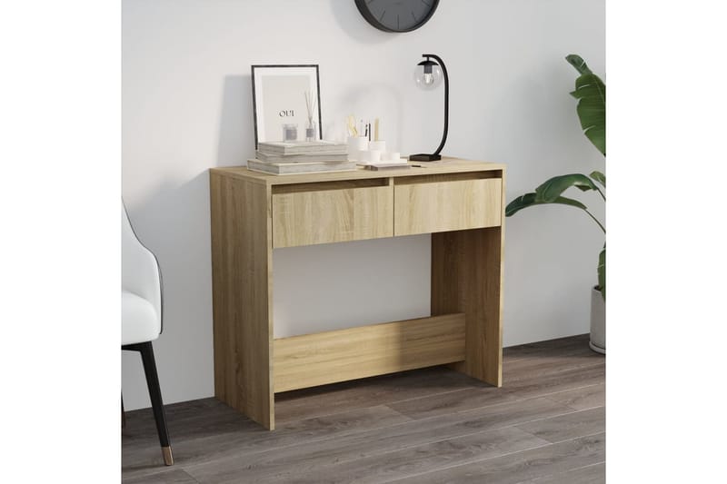 Konsolbord sonoma-ek 89x41x76,5 cm stål - Beige - Möbler - Bord