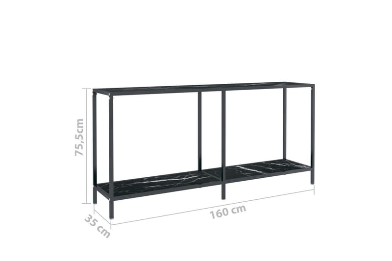 Konsolbord svart 160x35x75,5 cm härdat glas - Svart - Hallbord - Bord - Avlastningsbord & konsolbord