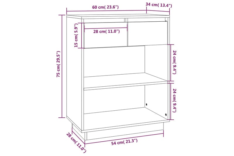 Konsolbord svart 60x34x75 cm massiv furu - Svart - Möbler - Bord