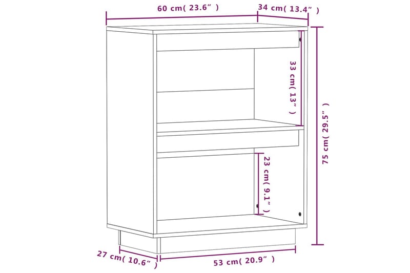 Konsolbord vit 60x34x75 cm massiv furu - Vit - Möbler - Bord