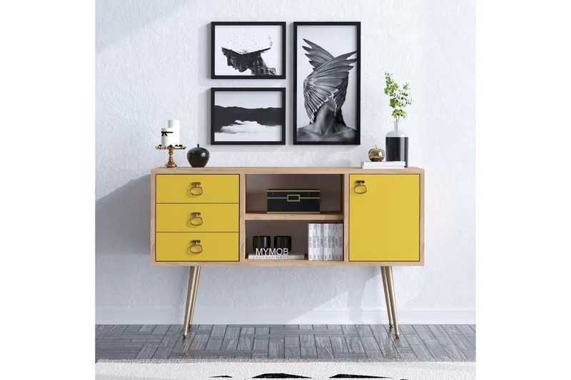 Konsollbord 120 cm - Natur/Gul - Möbler - Bord