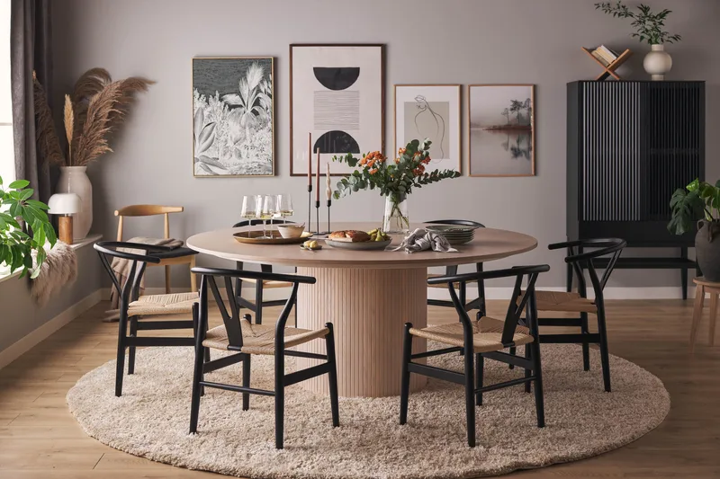 Kopparbo Runt Matbord 180 cm - Vitlaserat Ek / Ljus / Trä - Möbler - Bord