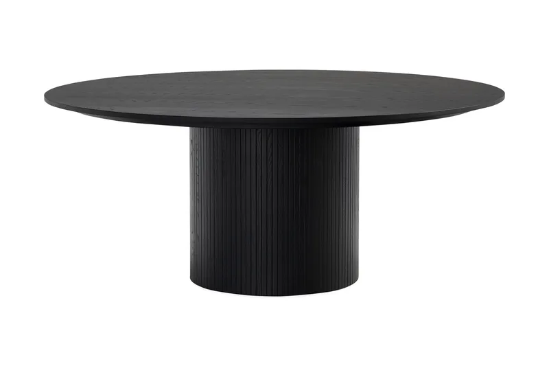 Kopparbo Runt Stort Matbord 180 cm för 8 personer, Svart Trä / Ribbad
