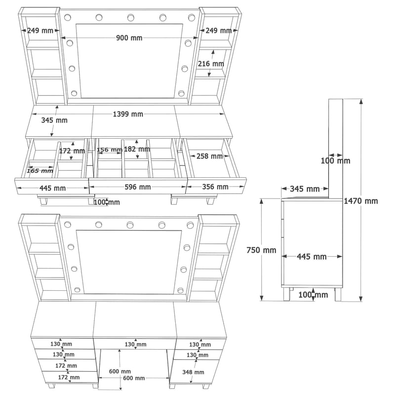 Koren Sminkbord 139,9x147x139,9 cm - Vit - Möbler - Bord