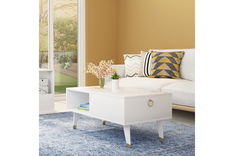 Koruco Soffbord 90x42,4x90 cm - Vit - Möbler - Bord