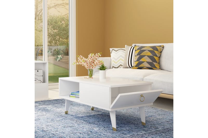 Koruco Soffbord 90x42,4x90 cm - Vit - Möbler - Bord