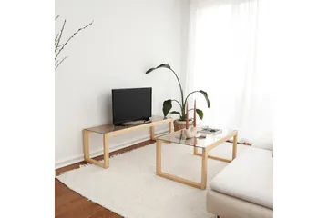 Kuselov Soffbord 85 cm - Ljus Natur/Glas - Möbler - Bord