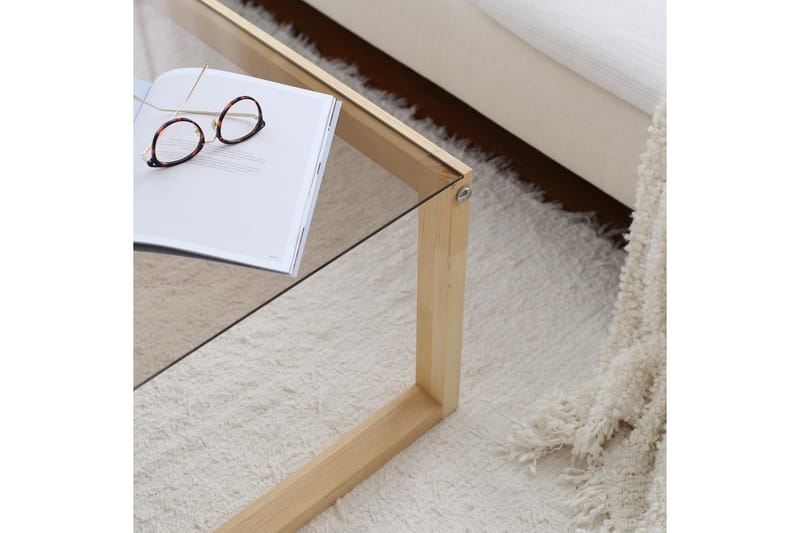 Kuselov Soffbord 85 cm - Ljus Natur/Glas - Möbler - Bord