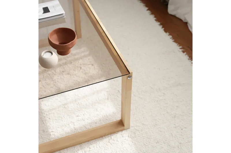 Kuselov Soffbord 85 cm - Ljus Natur/Glas - Möbler - Bord