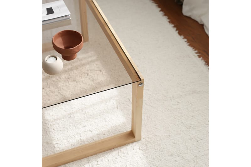 Kuselov Soffbord 85 cm - Ljus Natur/Glas - Möbler - Bord