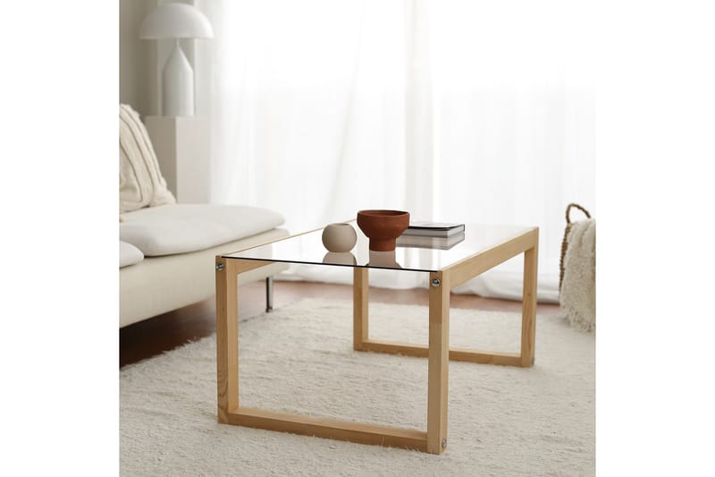Kuselov Soffbord 85 cm - Ljus Natur/Glas - Möbler - Bord