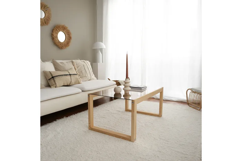 Kuselov Soffbord 85 cm - Ljus Natur/Glas - Möbler - Bord