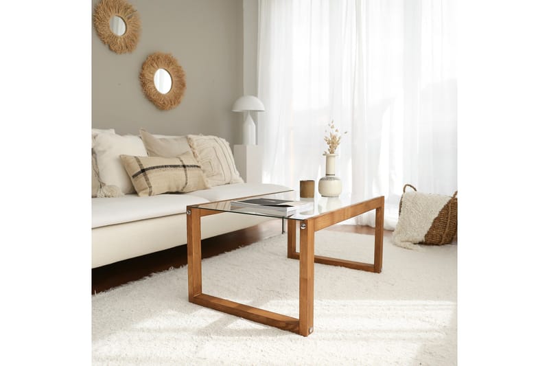 Kuselov Soffbord 85 cm - Natur/Glas - Möbler - Bord